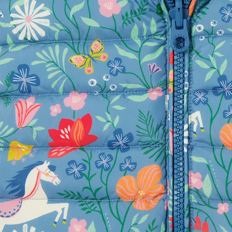 Joules Girl's Hayden Reversible Gilet - Blue Horse Floral-5